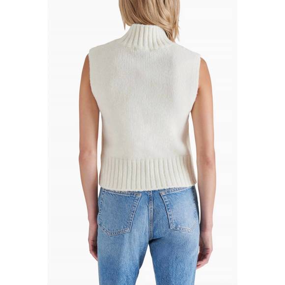 NEW STEVE MADDEN serin sleeveless turtleneck sweater in cream - Picture 3 of 3